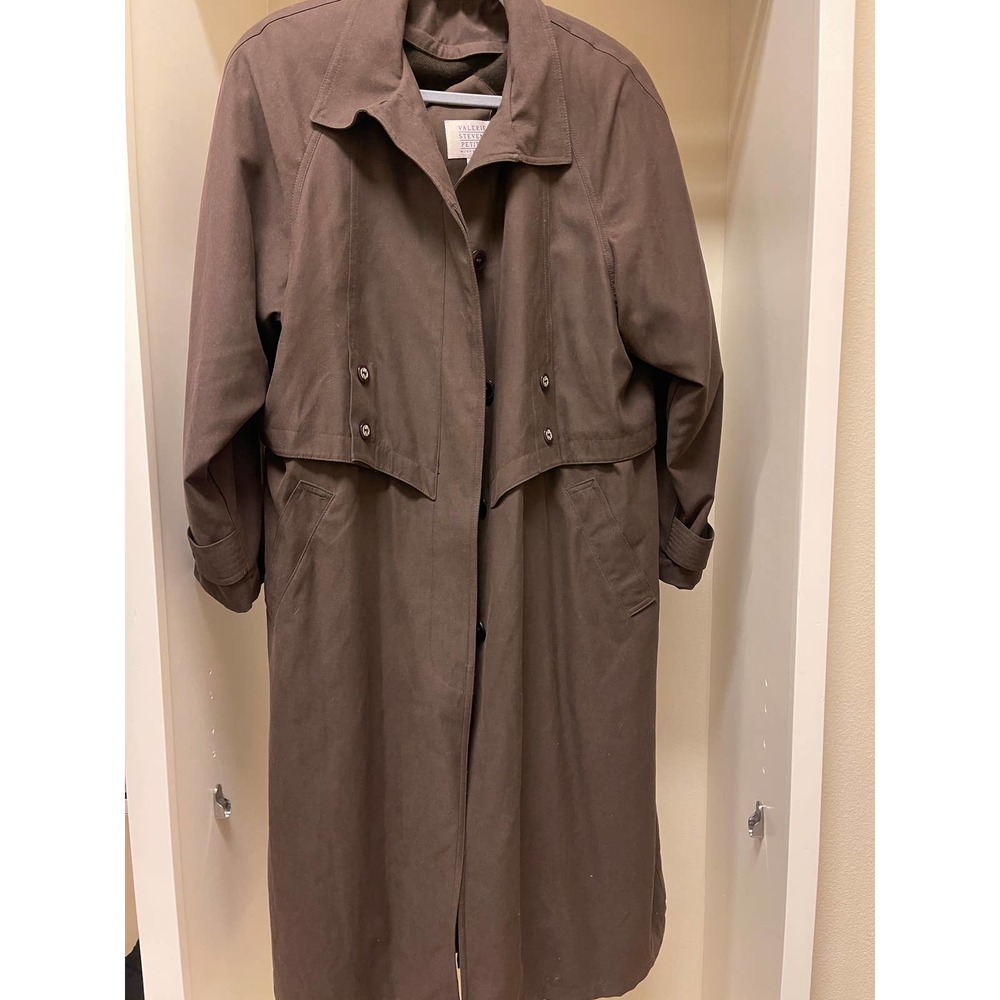 Valerie Stevens Petites Brown Trench Coat Size-10